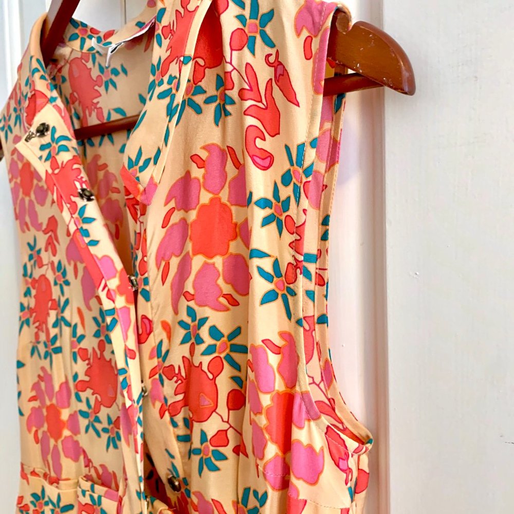 Pleated Silk Floral Dress - Picture 6 of 7